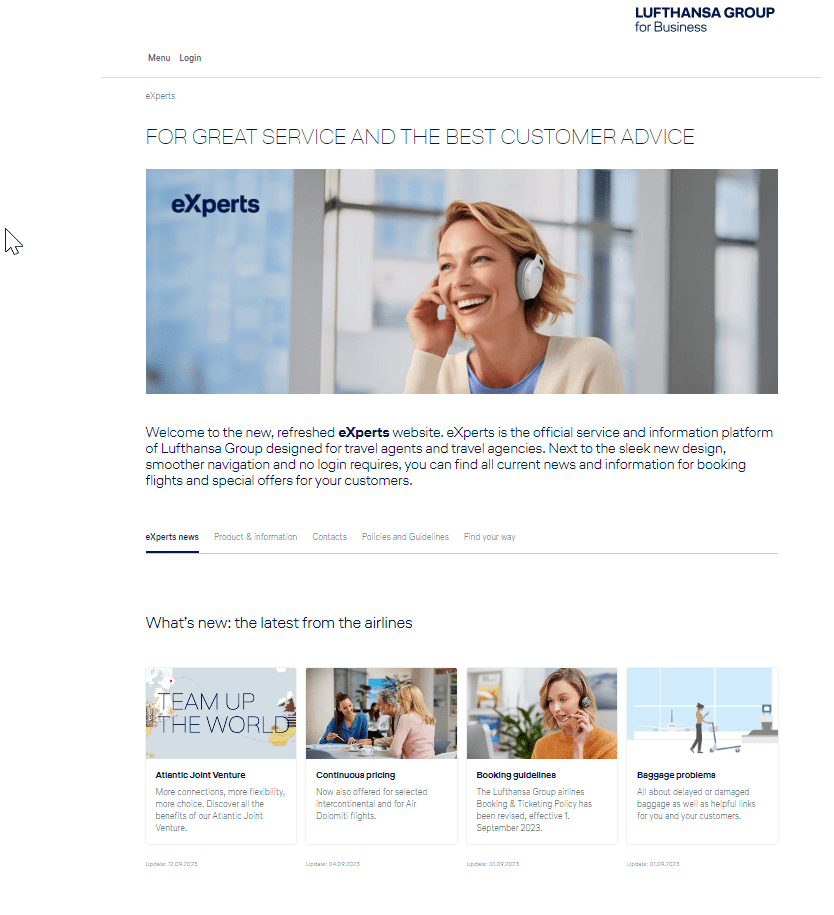 Lufthansa Group presents new online information platform “eXperts » to better inform travel agents